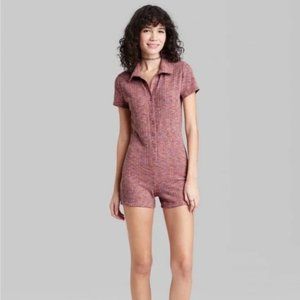 Wild Fable Women's Short Sleeve Button-Front Romper